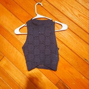 Hollister Women's Small Dark Blue Lace Halter Crop Top